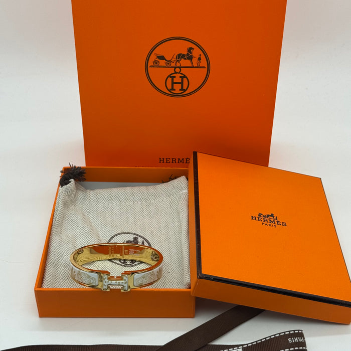 Hermès Clic H Jungle Love Enamel Bracelet – Gold Finish