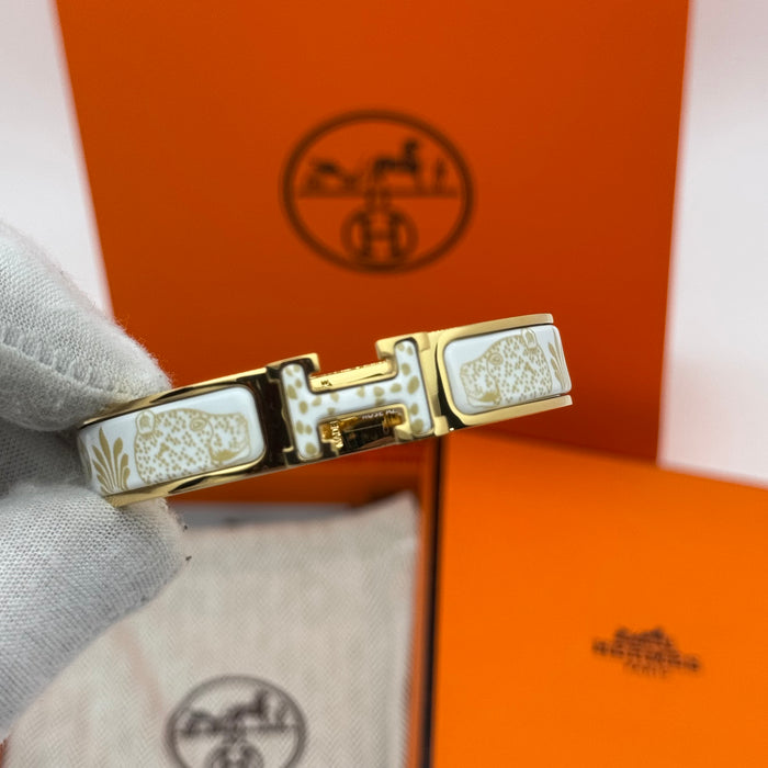 Hermès Clic H Jungle Love Enamel Bracelet – Gold Finish