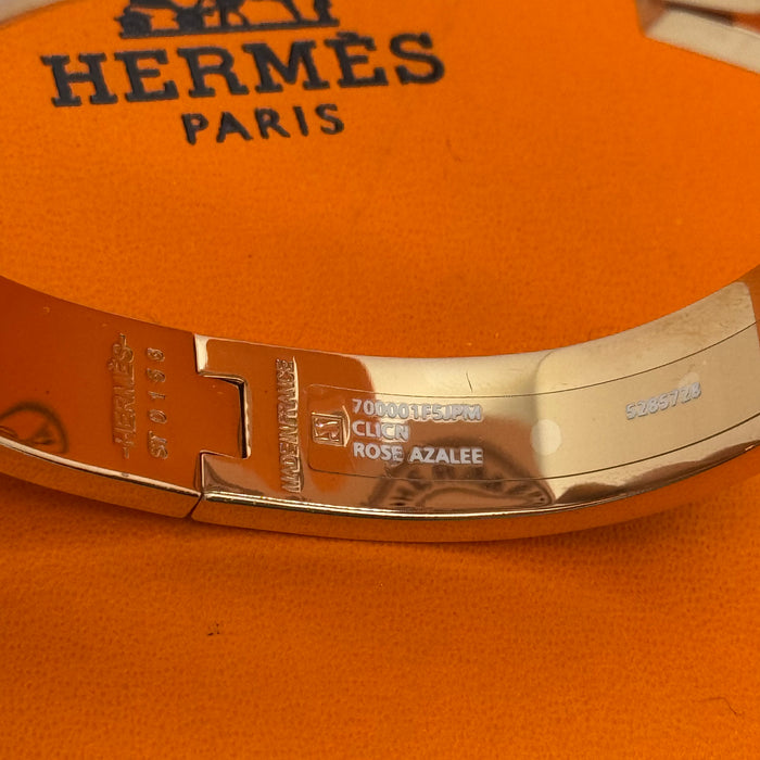 Hermès Clic H Bracelet – Croc Embossed Leather & Crystal H