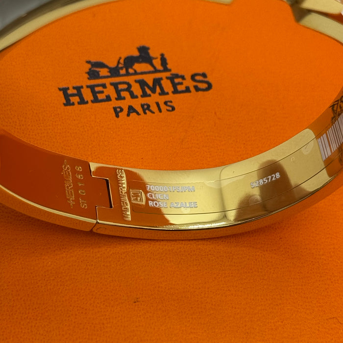 Hermès Clic H Bracelet – Croc Embossed Leather & Crystal H
