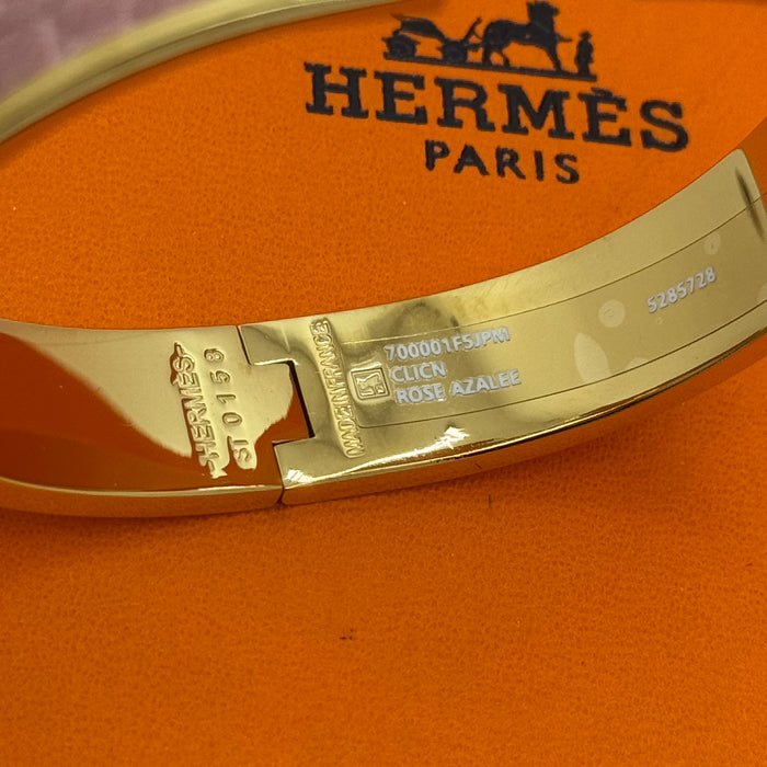 Hermès Clic H Bracelet – Croc Embossed Leather & Crystal H