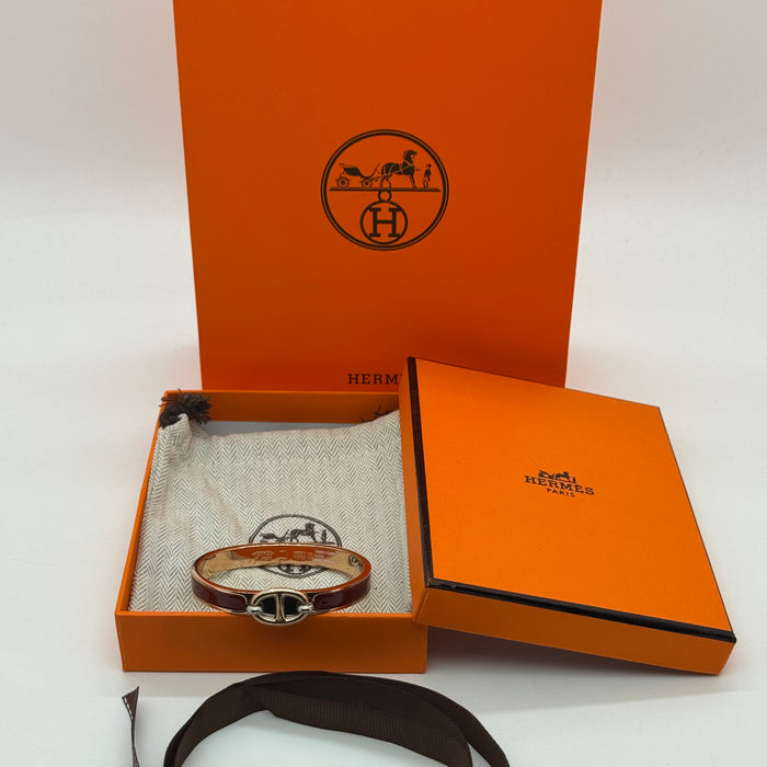 Hermès Chaine d’Ancre Clasp Enamel Bracelet – Rose - Gold Tone