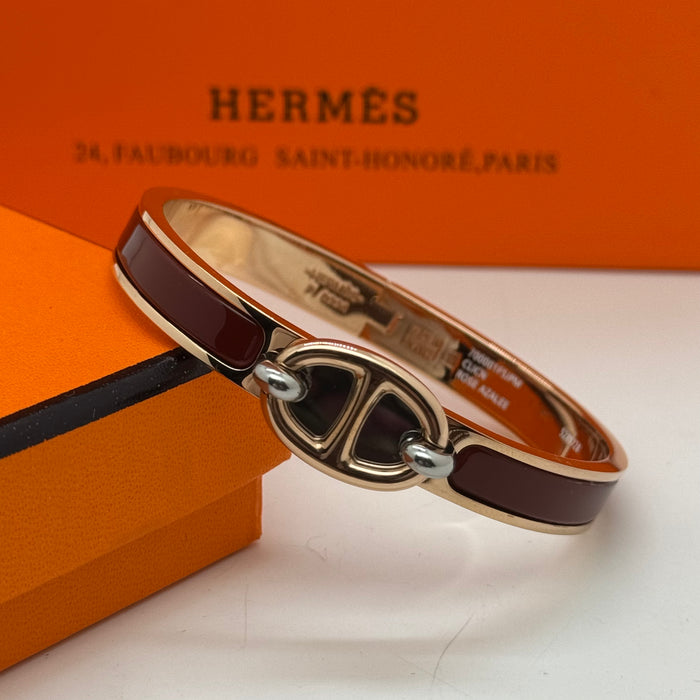 Hermès Chaine d’Ancre Clasp Enamel Bracelet – Rose - Gold Tone