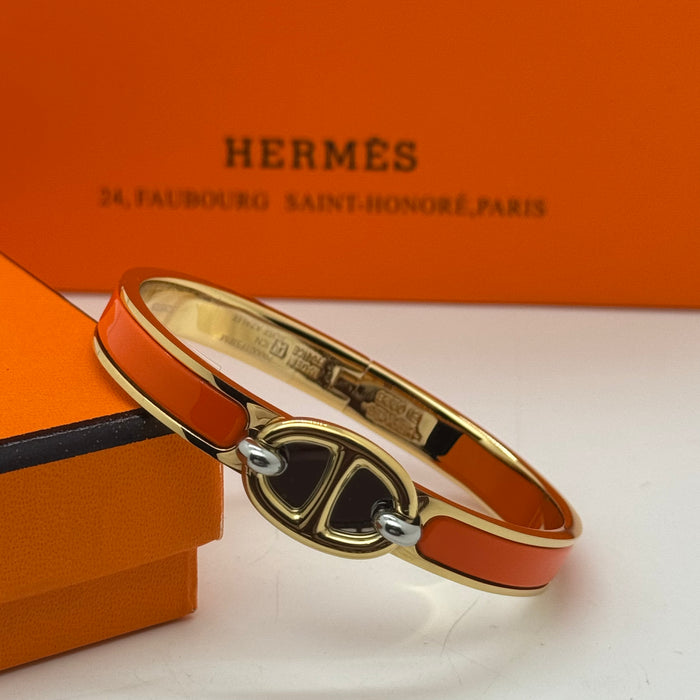 Hermès Chaine d’Ancre Clasp Enamel Bracelet – Rose - Gold Tone