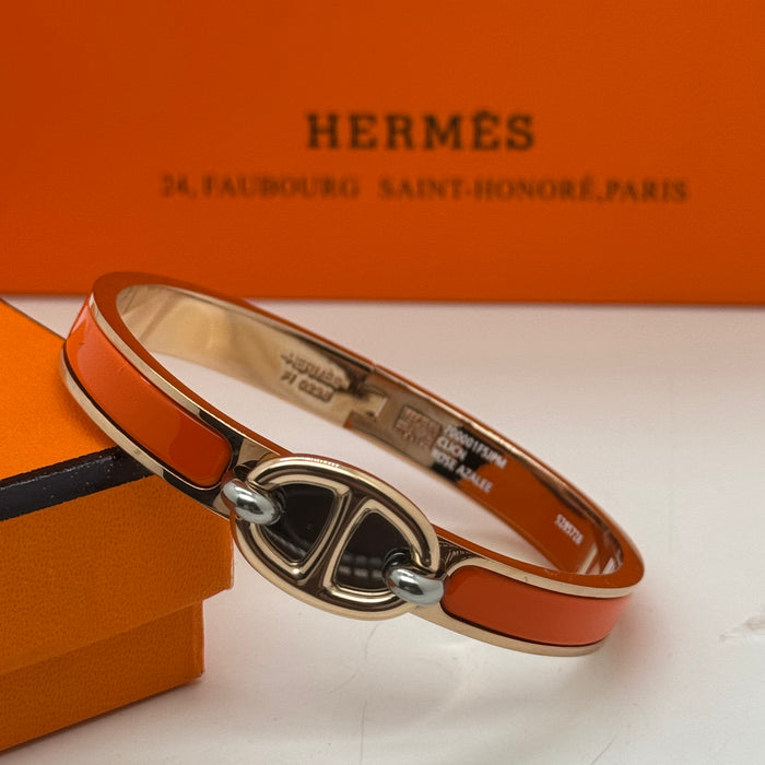 Hermès Chaine d’Ancre Clasp Enamel Bracelet – Rose - Gold Tone