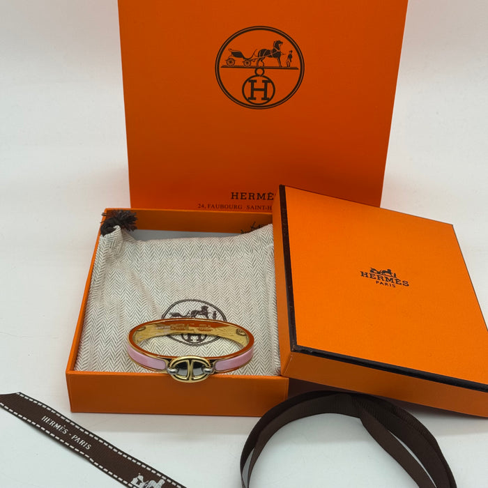 Hermès Chaine d’Ancre Clasp Enamel Bracelet – Rose - Gold Tone