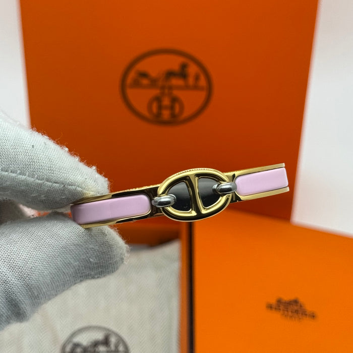 Hermès Chaine d’Ancre Clasp Enamel Bracelet – Rose - Gold Tone