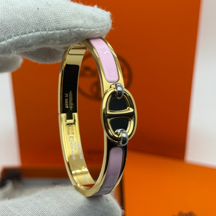 Hermès Chaine d’Ancre Clasp Enamel Bracelet – Rose - Gold Tone