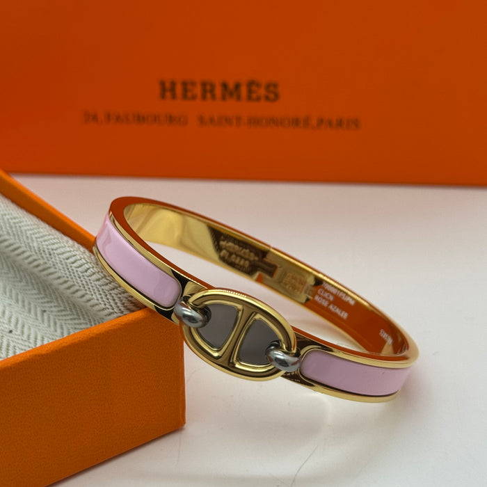Hermès Chaine d’Ancre Clasp Enamel Bracelet – Rose - Gold Tone