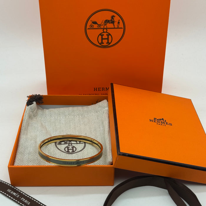 Hermès Enamel Bangle Bracelet – Gold Finish (Slim)