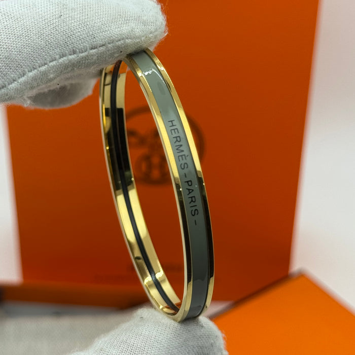 Hermès Enamel Bangle Bracelet – Gold Finish (Slim)