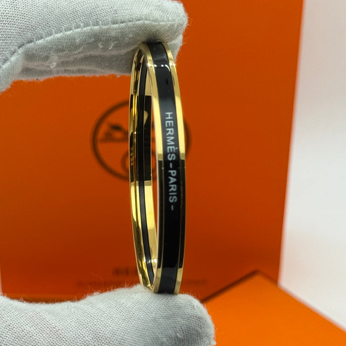 Hermès Enamel Bangle Bracelet – Gold Finish (Slim)