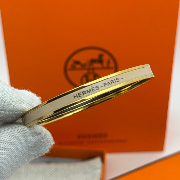 Hermès Enamel Bangle Bracelet – Gold Finish (Slim)