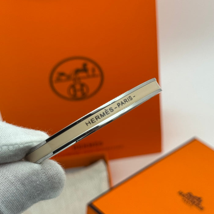 Hermès Enamel Bangle Bracelet – Silver Finish (Slim)