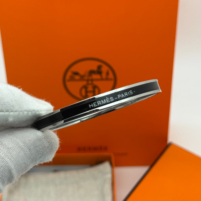 Hermès Enamel Bangle Bracelet – Silver Finish (Slim)