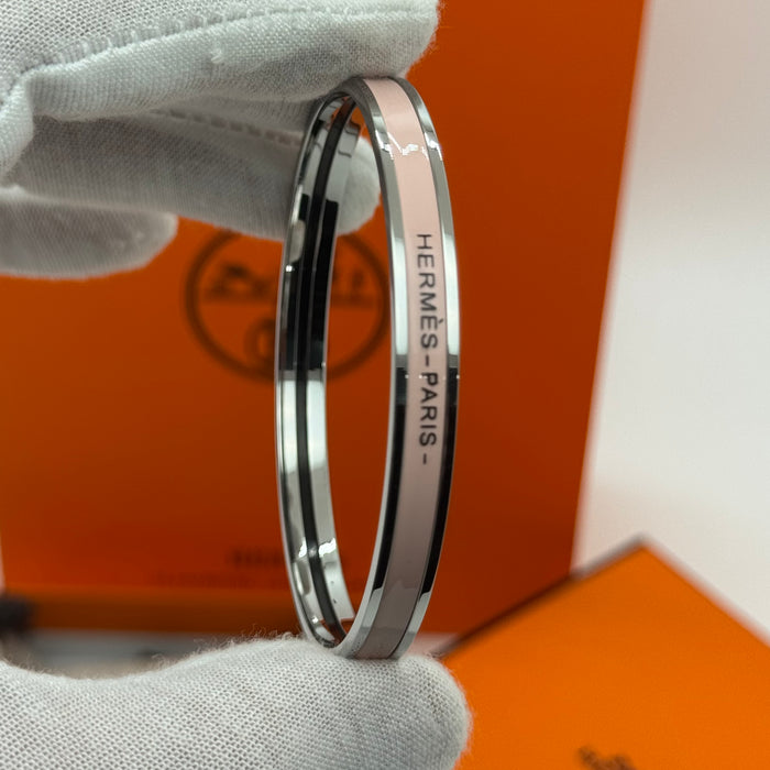 Hermès Enamel Bangle Bracelet – Silver Finish (Slim)