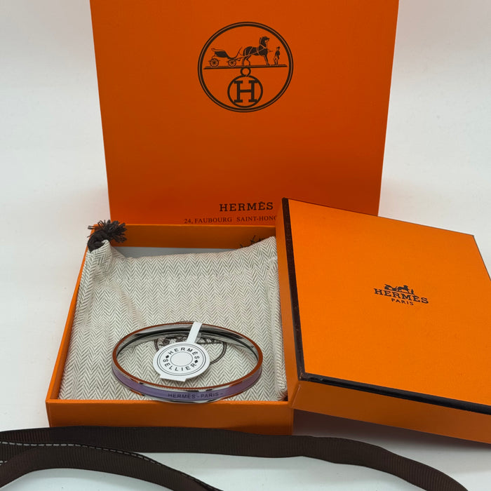 Hermès Enamel Bangle Bracelet – Silver Finish (Slim)