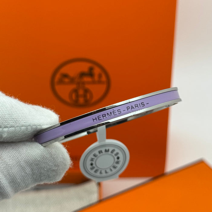 Hermès Enamel Bangle Bracelet – Silver Finish (Slim)