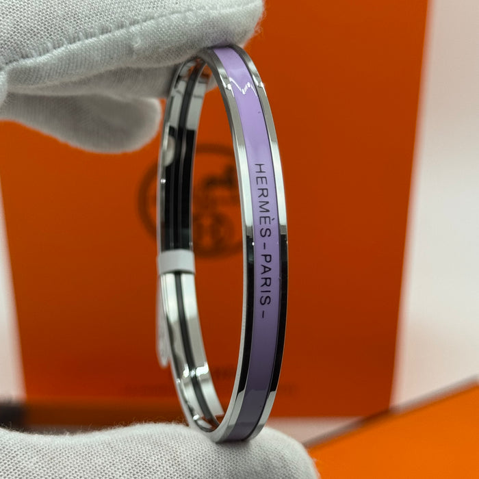 Hermès Enamel Bangle Bracelet – Silver Finish (Slim)