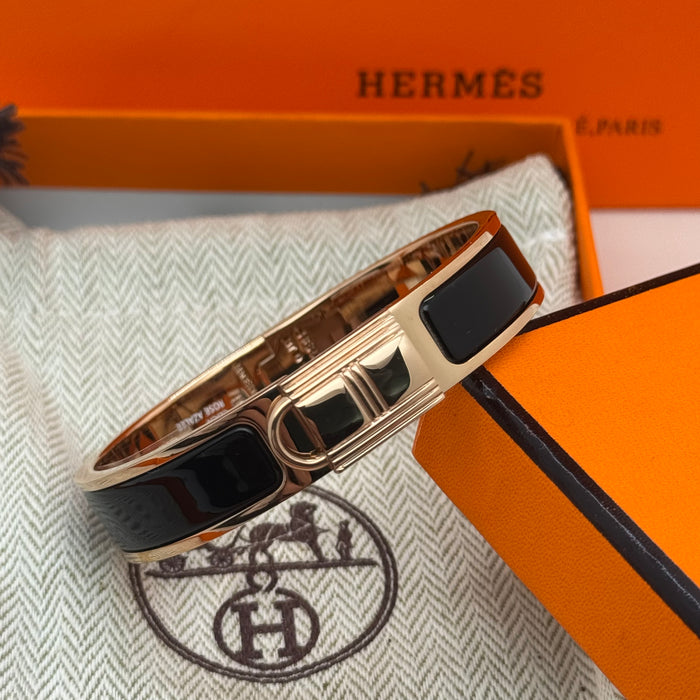 Hermès Rivale Enamel Bracelet – Gold / Palladium Finish