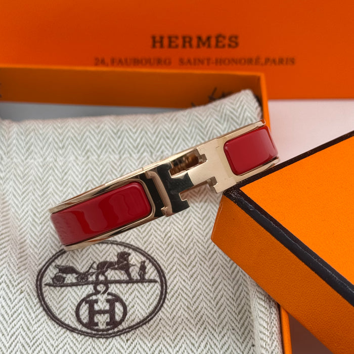 Hermès Clic H Bracelet – Enamel with Rose Gold Tone