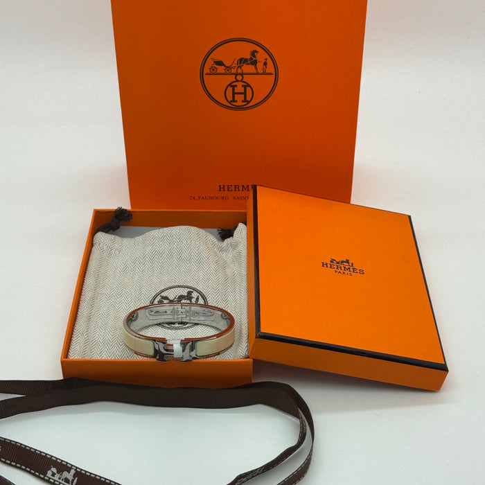 Hermès Clic H Enamel Bracelet - Silver Tone Finish