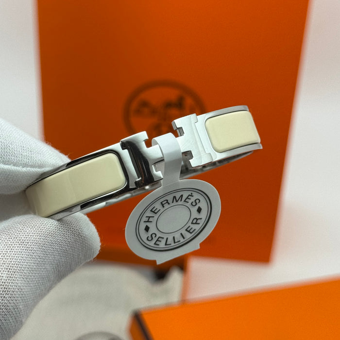 Hermès Clic H Enamel Bracelet - Silver Tone Finish
