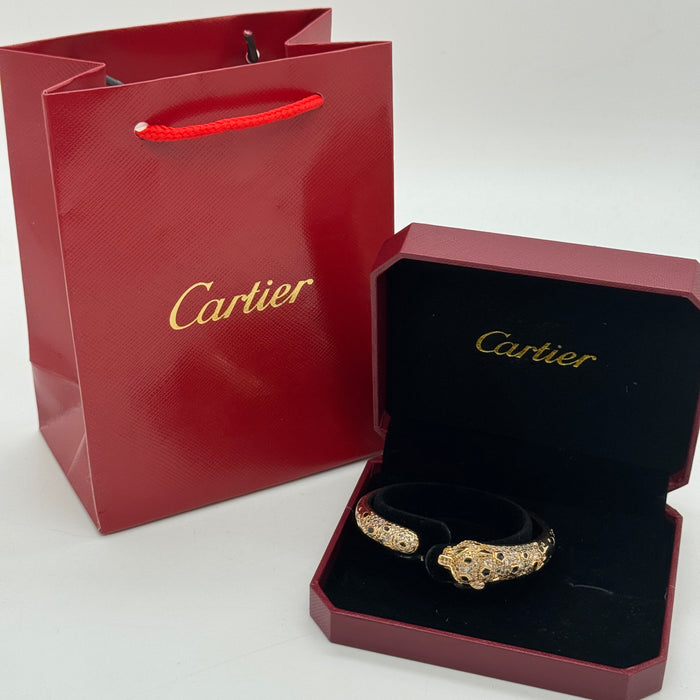 Cartier Panthère de Cartier Bangle – Gold-Silver-RoseGold Plated with Black Enamel Spots & Crystals
