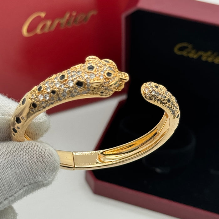 Cartier Panthère de Cartier Bangle – Gold-Silver-RoseGold Plated with Black Enamel Spots & Crystals