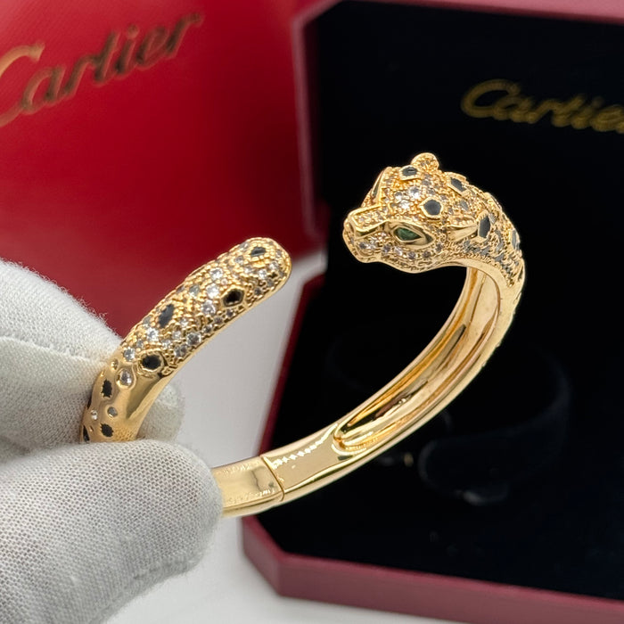 Cartier Panthère de Cartier Bangle – Gold-Silver-RoseGold Plated with Black Enamel Spots & Crystals