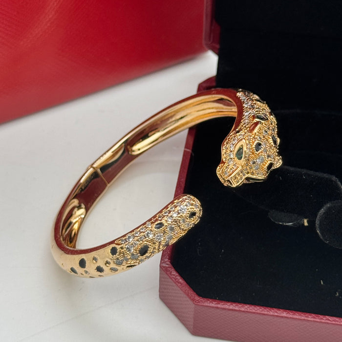 Cartier Panthère de Cartier Bangle – Gold-Silver-RoseGold Plated with Black Enamel Spots & Crystals