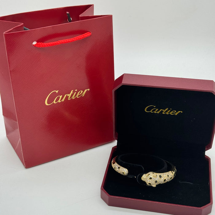 Cartier Panthère de Cartier Bangle – Gold-Silver-RoseGold Plated with Black Enamel Spots & Crystals