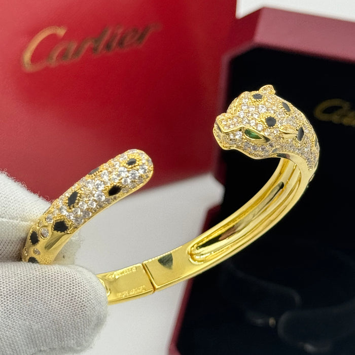 Cartier Panthère de Cartier Bangle – Gold-Silver-RoseGold Plated with Black Enamel Spots & Crystals
