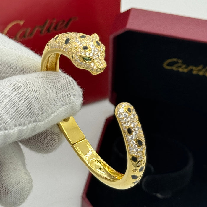 Cartier Panthère de Cartier Bangle – Gold-Silver-RoseGold Plated with Black Enamel Spots & Crystals