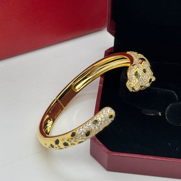 Cartier Panthère de Cartier Bangle – Gold-Silver-RoseGold Plated with Black Enamel Spots & Crystals
