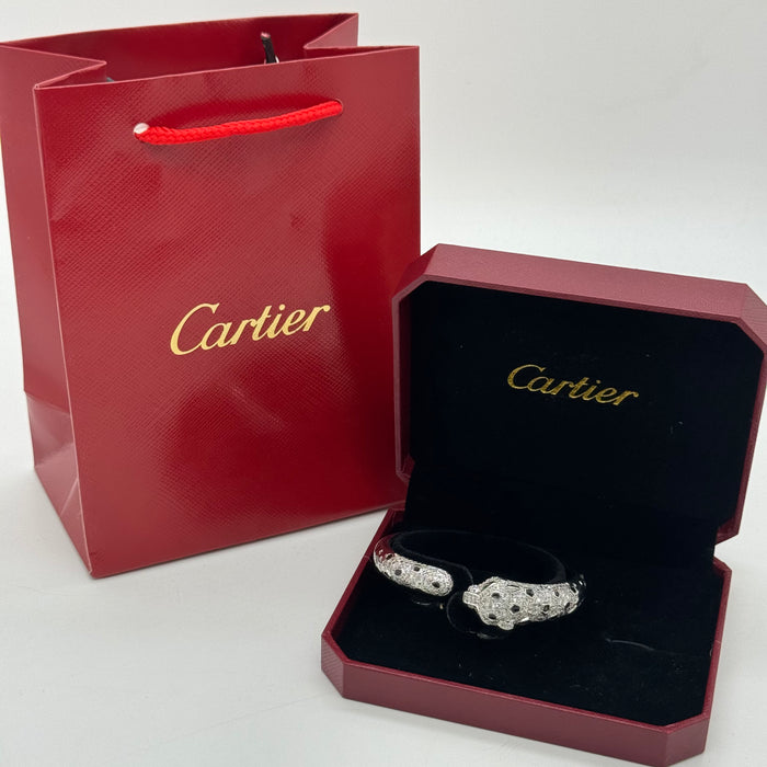 Cartier Panthère de Cartier Bangle – Gold-Silver-RoseGold Plated with Black Enamel Spots & Crystals