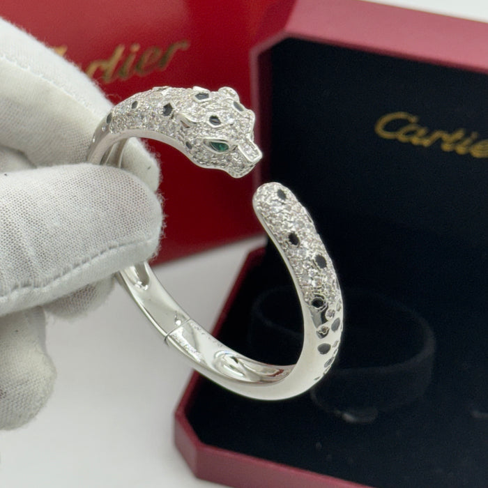 Cartier Panthère de Cartier Bangle – Gold-Silver-RoseGold Plated with Black Enamel Spots & Crystals