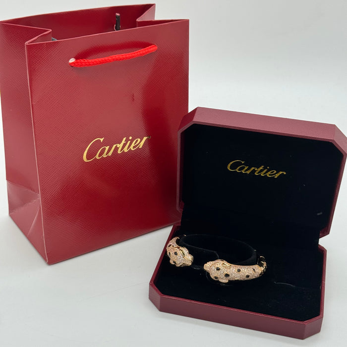 Cartier Panthère de Cartier Double Panther Heads – Gold-Plated with Black & White Crystals