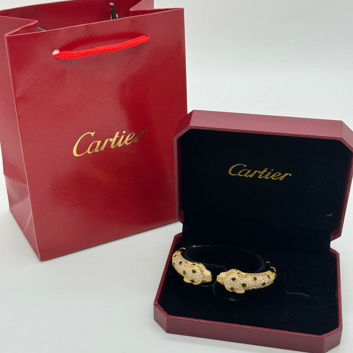 Cartier Panthère de Cartier Double Panther Heads – Gold-Plated with Black & White Crystals