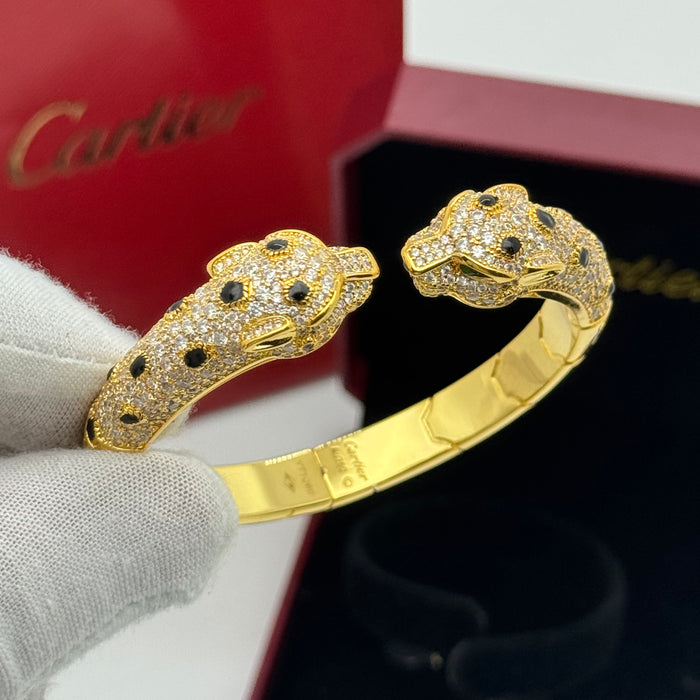 Cartier Panthère de Cartier Double Panther Heads – Gold-Plated with Black & White Crystals