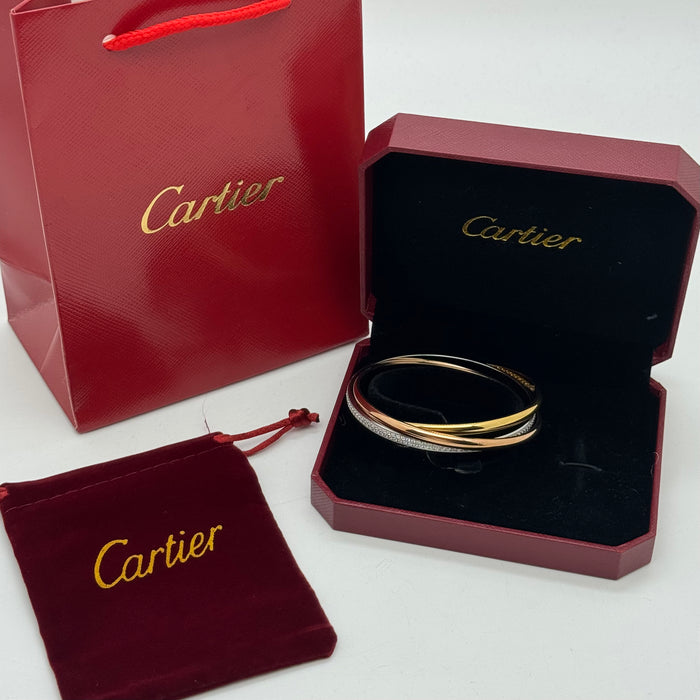 Cartier Trinity Bracelet – Three Interlocking Bands (Gold, Silver & Rose Gold)