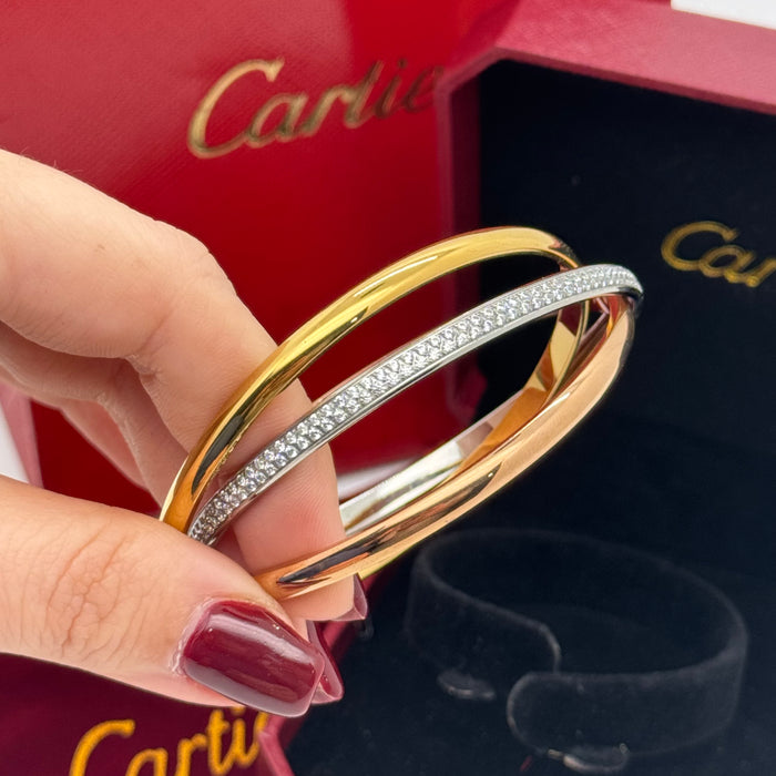 Cartier Trinity Bracelet – Three Interlocking Bands (Gold, Silver & Rose Gold)
