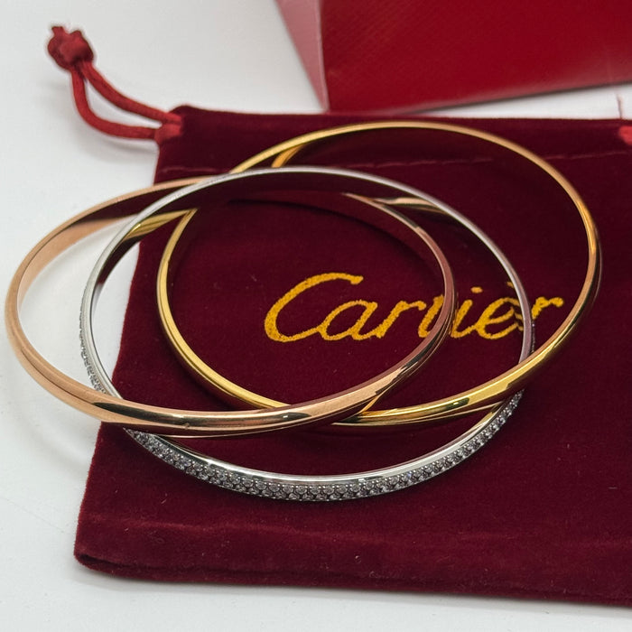 Cartier Trinity Bracelet – Three Interlocking Bands (Gold, Silver & Rose Gold)