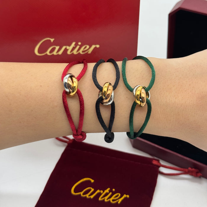 Cartier Trinity Cord Bracelet – Adjustable Silk Strap (Multiple Colors)