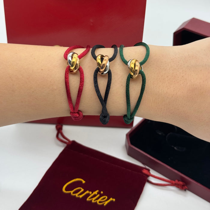 Cartier Trinity Cord Bracelet – Adjustable Silk Strap (Multiple Colors)