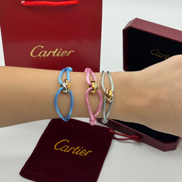 Cartier Trinity Cord Bracelet – Adjustable Silk Strap (Multiple Colors)
