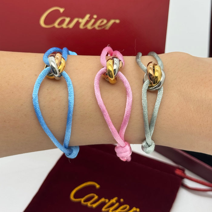 Cartier Trinity Cord Bracelet – Adjustable Silk Strap (Multiple Colors)