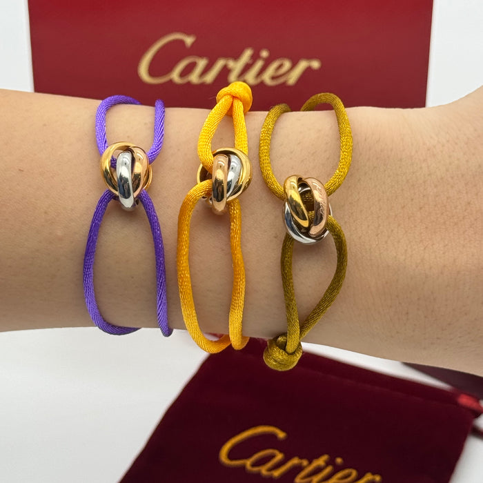 Cartier Trinity Cord Bracelet – Adjustable Silk Strap (Multiple Colors)