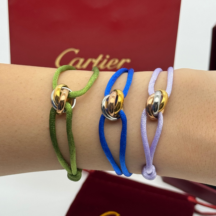 Cartier Trinity Cord Bracelet – Adjustable Silk Strap (Multiple Colors)