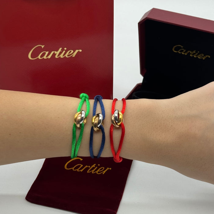 Cartier Trinity Cord Bracelet – Adjustable Silk Strap (Multiple Colors)